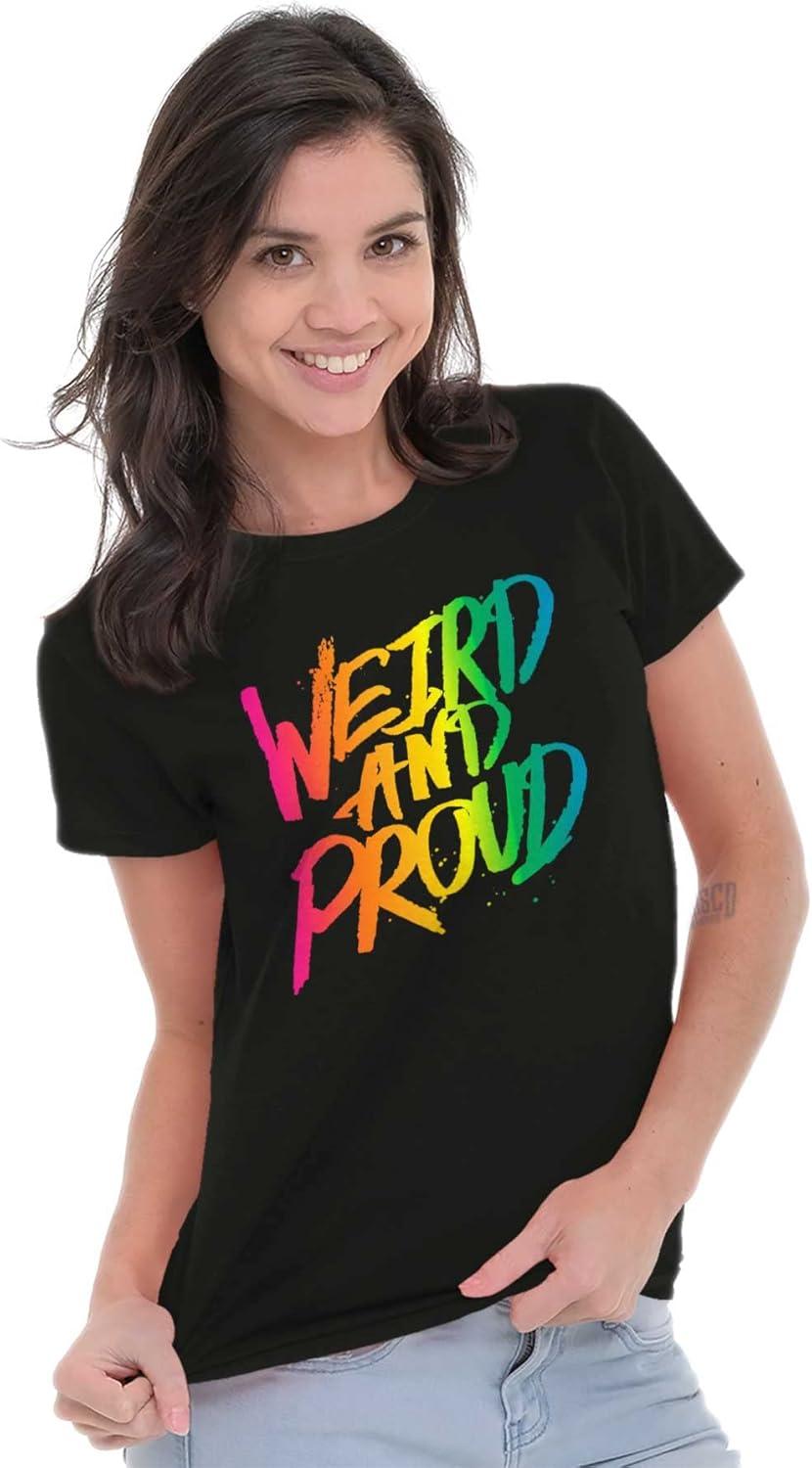 imageWeird Proud LGBTQ Pride Funny Cool Womens Slim Fit Graphic TeeBlack
