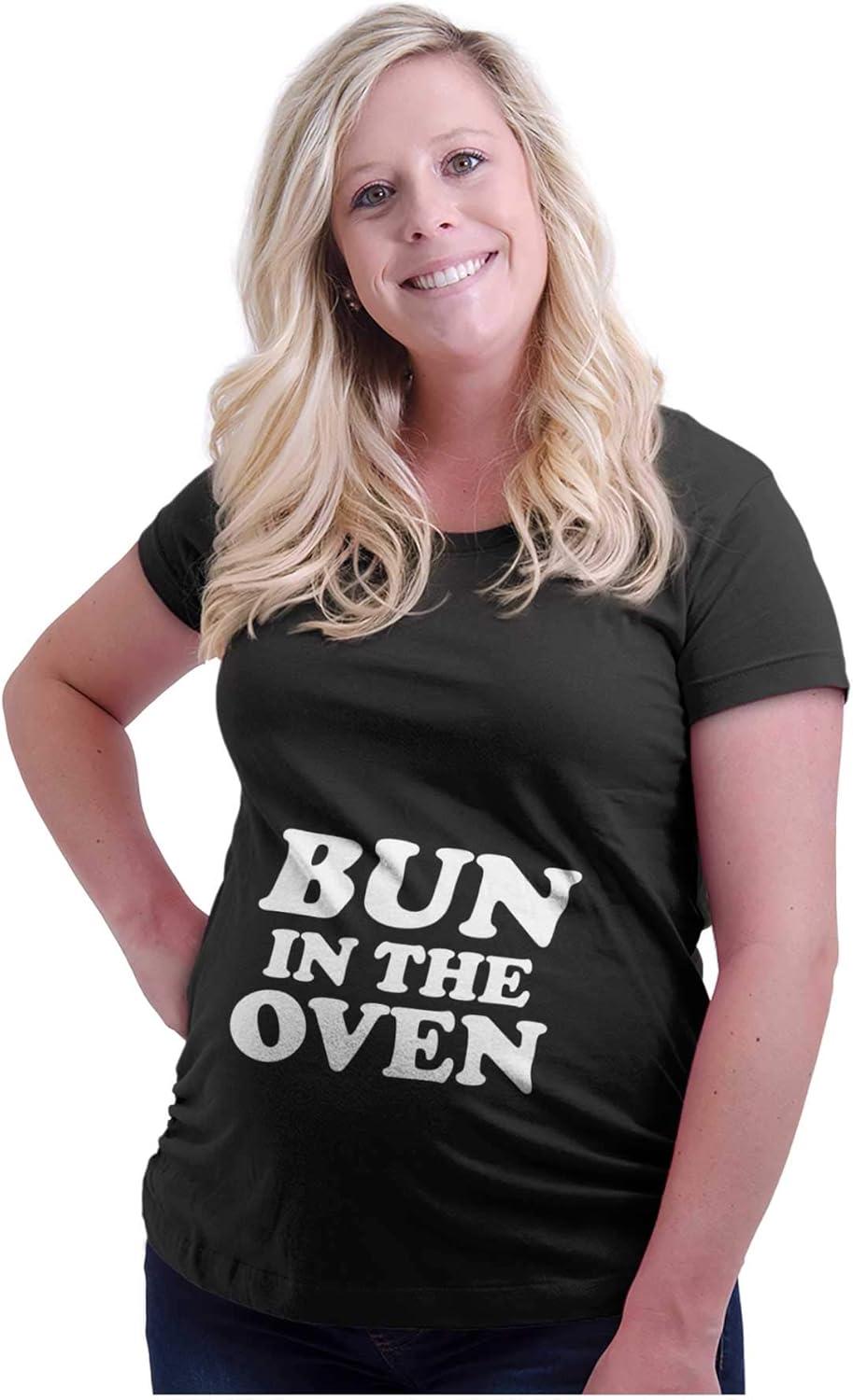imageWomens Maternity Bun in The Oven Expecting Baking T Shirt TeeBlack