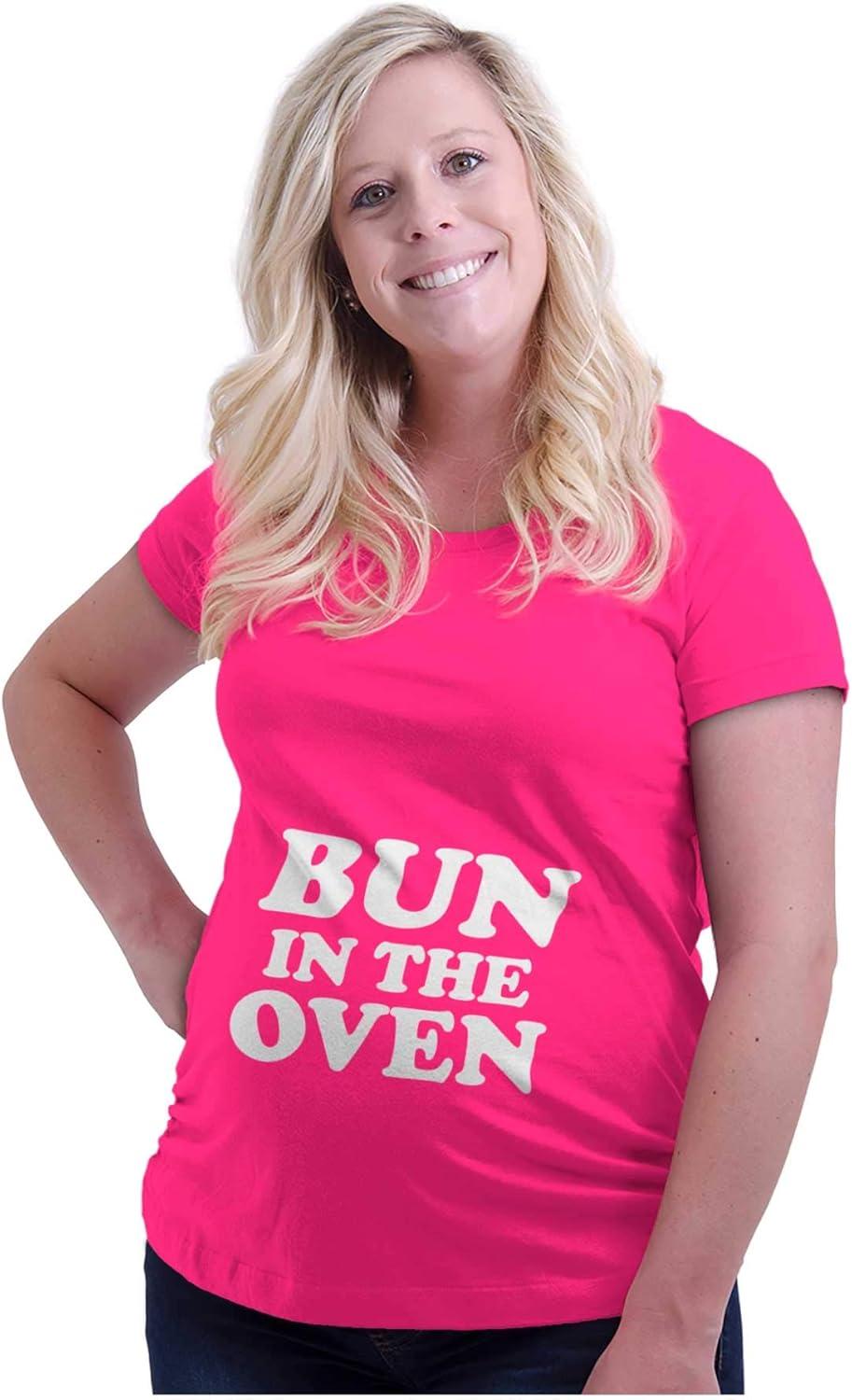 imageWomens Maternity Bun in The Oven Expecting Baking T Shirt TeeHot Pink