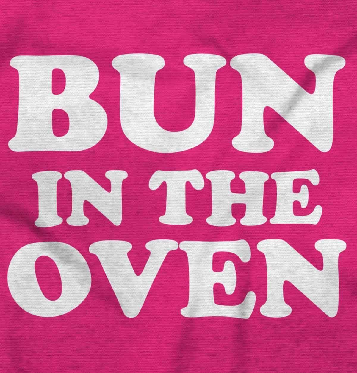 imageWomens Maternity Bun in The Oven Expecting Baking T Shirt TeeHot Pink