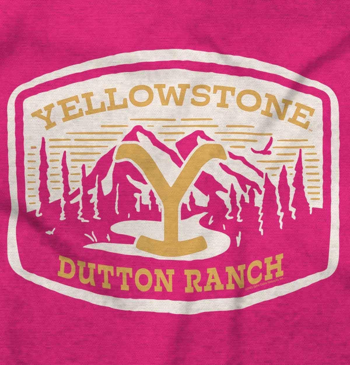 imageWomens Maternity Y Yellowstone Dutton Ranch Mountains T Shirt TeeHot Pink
