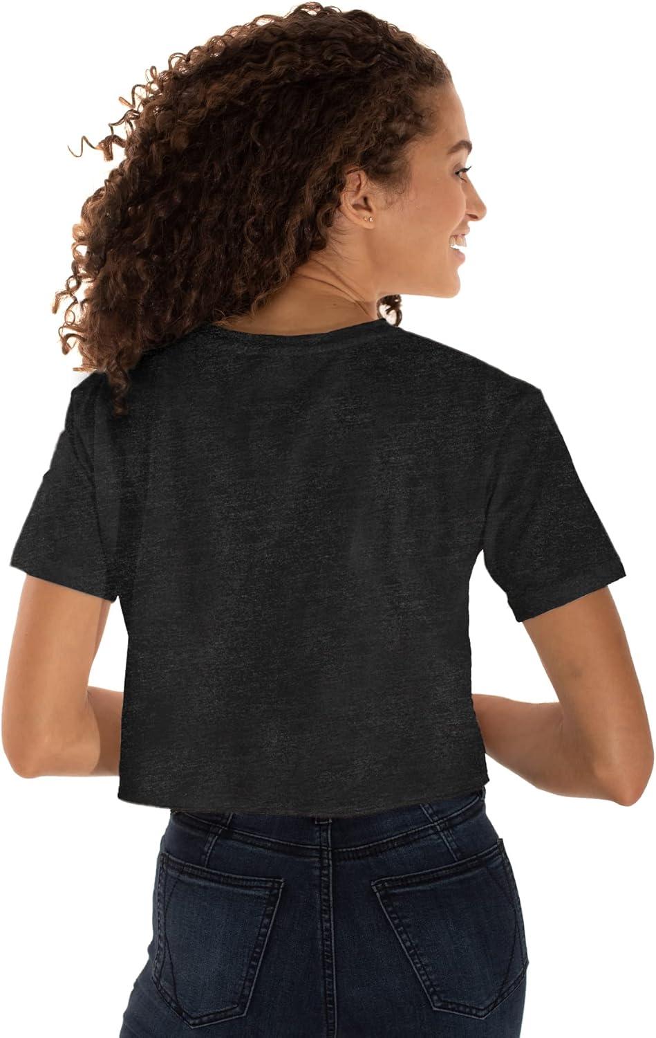 imageWomens Raw Edge Crop Top Juniors Short Sleeve Crewneck TShirtDark Heather