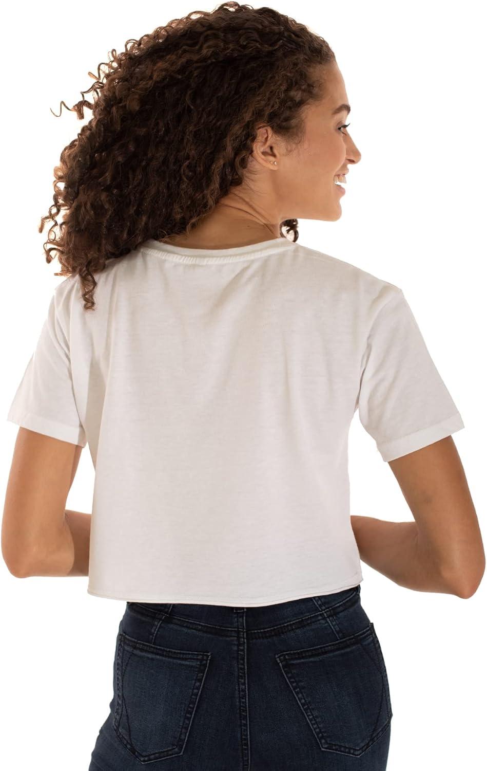 imageWomens Raw Edge Crop Top Juniors Short Sleeve Crewneck TShirtWhite