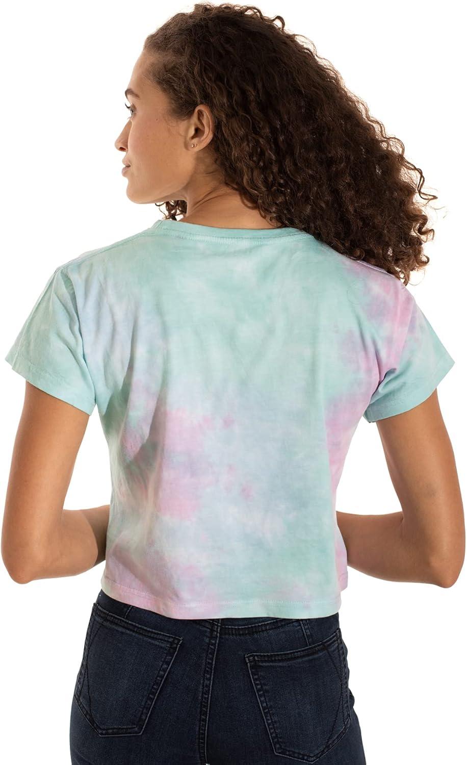 imageWomens Tie Dye Crop Top Juniors Colorful Spiral Short Sleeve Crewneck TShirtMidsummer Magic