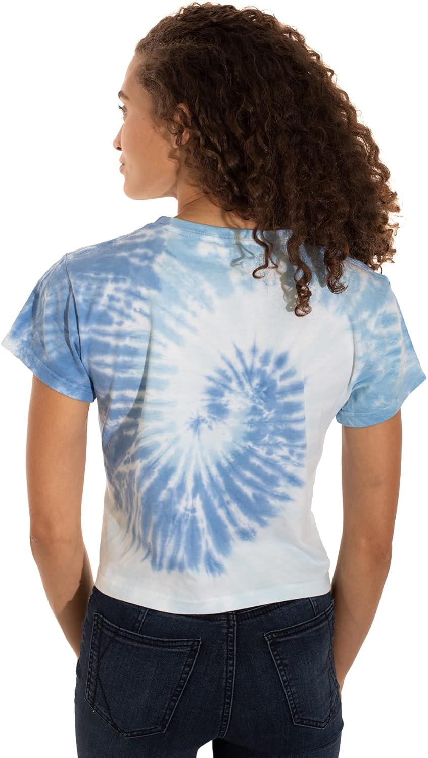 imageWomens Tie Dye Crop Top Juniors Colorful Spiral Short Sleeve Crewneck TShirtPeppermint