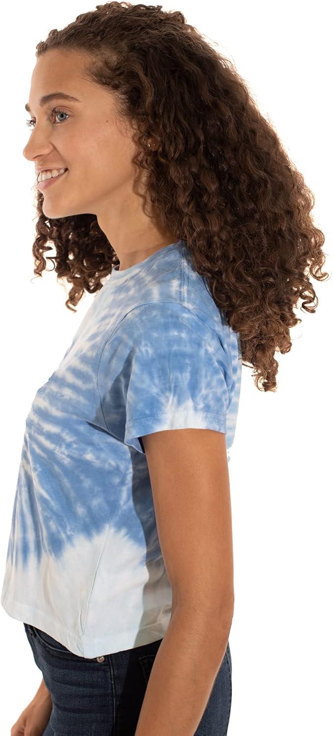 imageWomens Tie Dye Crop Top Juniors Colorful Spiral Short Sleeve Crewneck TShirtPeppermint