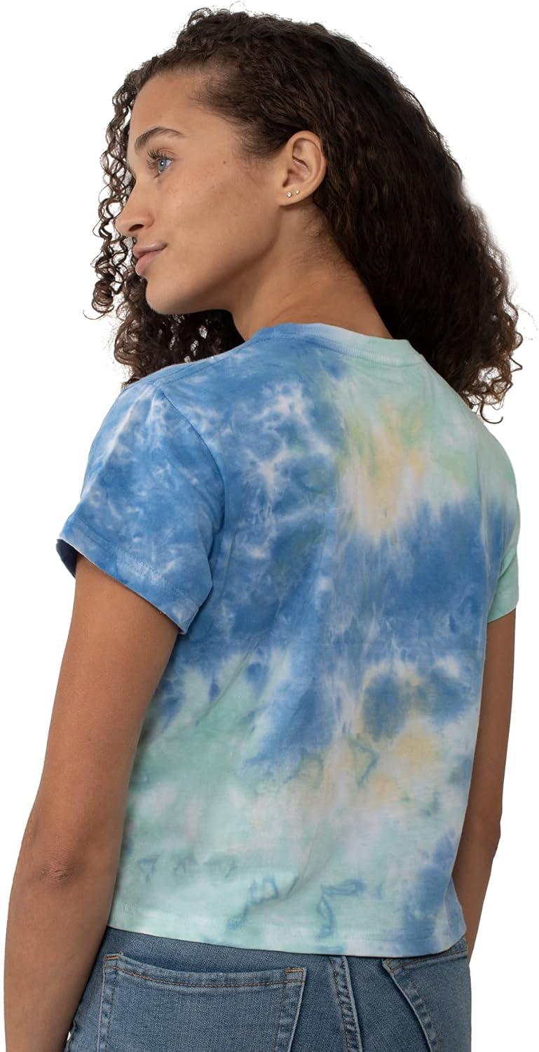 imageWomens Tie Dye Crop Top Juniors Colorful Spiral Short Sleeve Crewneck TShirtSunshower