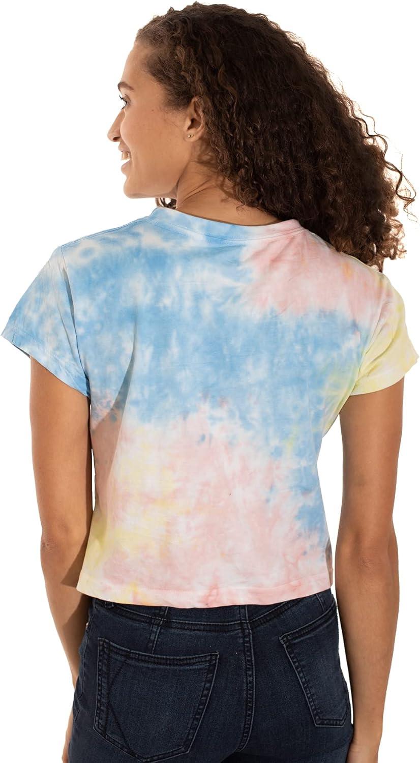 imageWomens Tie Dye Crop Top Juniors Colorful Spiral Short Sleeve Crewneck TShirtSweet Treat