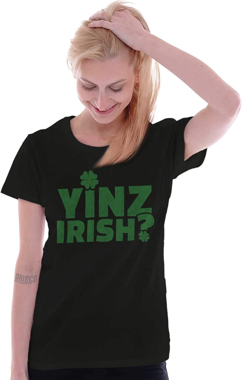 imageYinz Irish Funny St Patricks Day Womens Slim Fit Graphic TeeBlack