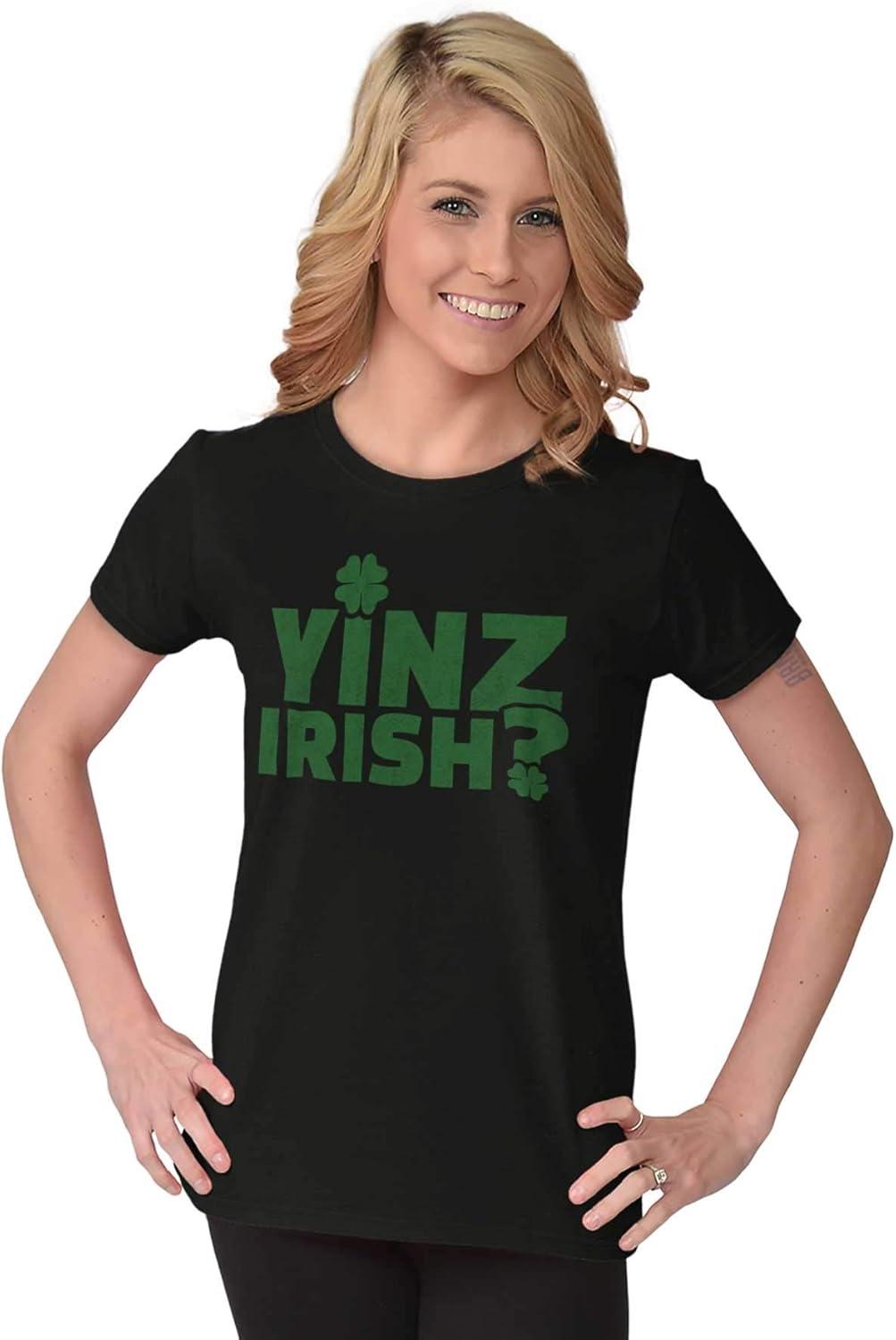 imageYinz Irish Funny St Patricks Day Womens Slim Fit Graphic TeeBlack