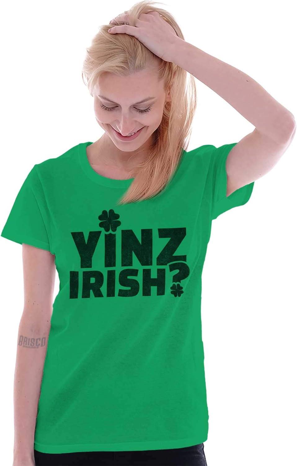 imageYinz Irish Funny St Patricks Day Womens Slim Fit Graphic TeeIrish Green