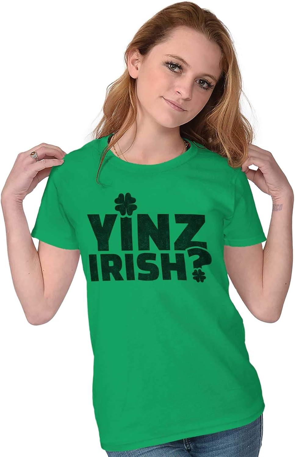 imageYinz Irish Funny St Patricks Day Womens Slim Fit Graphic TeeIrish Green
