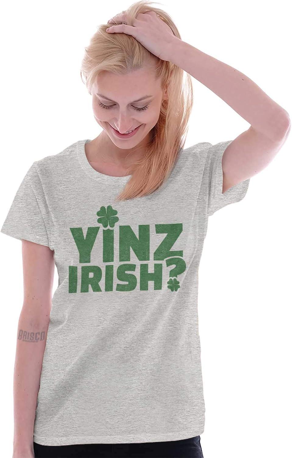 imageYinz Irish Funny St Patricks Day Womens Slim Fit Graphic TeeSport Grey