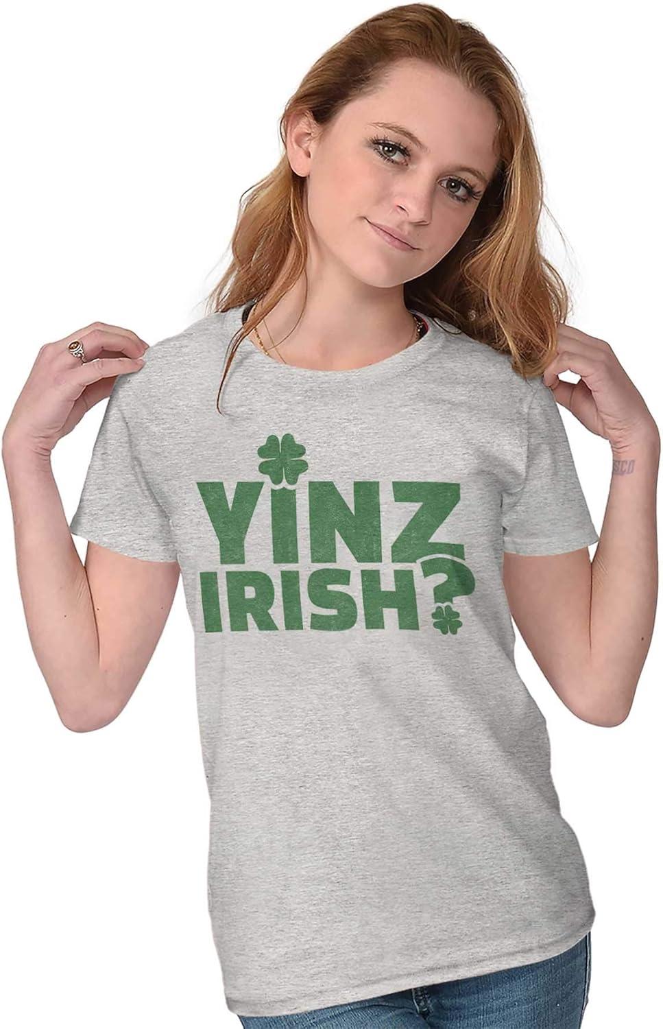 imageYinz Irish Funny St Patricks Day Womens Slim Fit Graphic TeeSport Grey