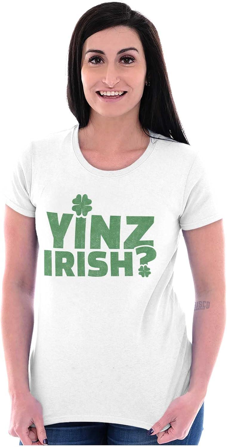 imageYinz Irish Funny St Patricks Day Womens Slim Fit Graphic TeeWhite