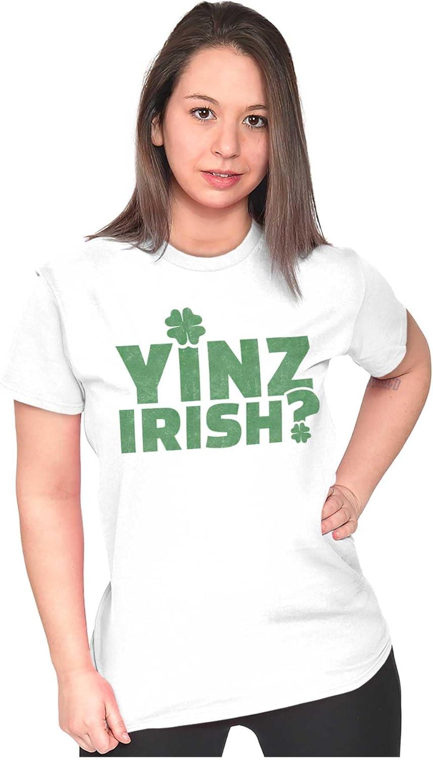 imageYinz Irish Funny St Patricks Day Womens Slim Fit Graphic TeeWhite