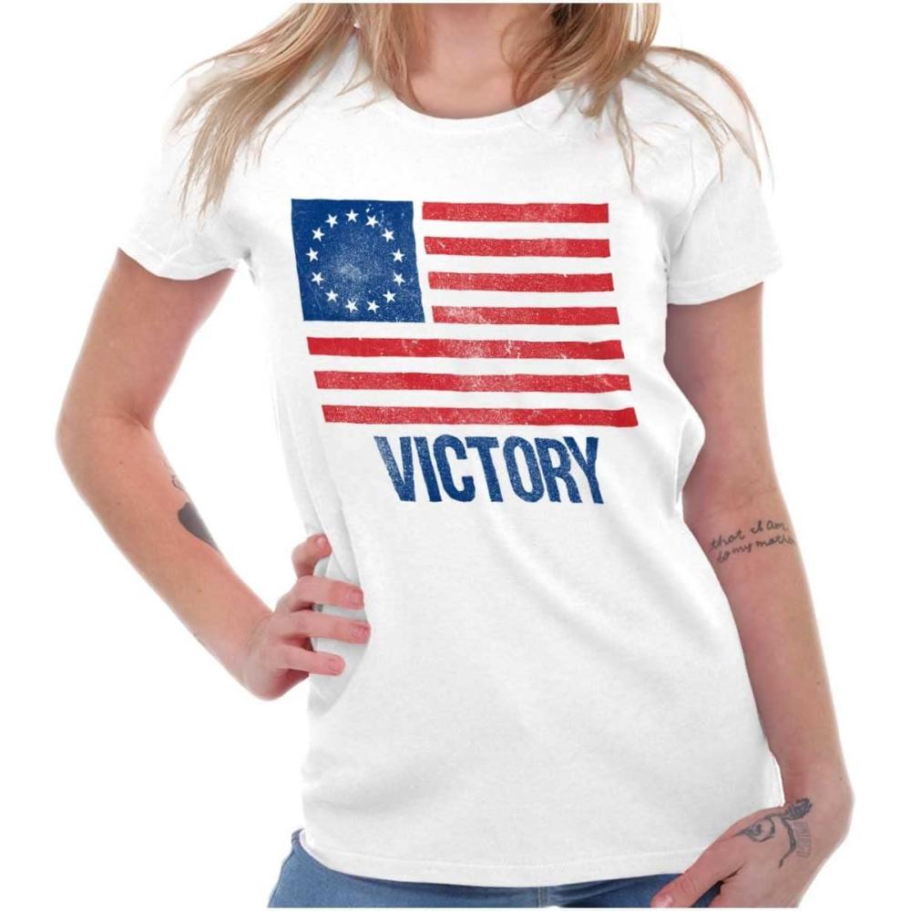 imageAmerican Colonies Flag USA Victory Womens Slim Fit Graphic TeeWhite