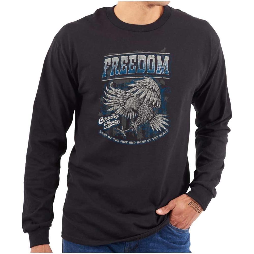 imageAmerican Pride Brave Freedom Eagle Long Sleeve Tshirt Men WomenBlack