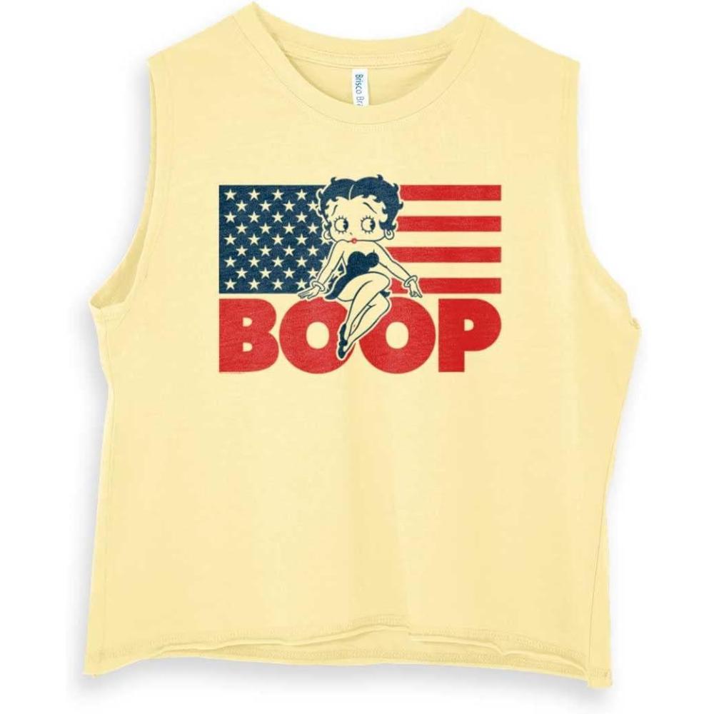 imageBetty Boop American Flag Patriotic Womens Basic Cropped Tank TopBanana