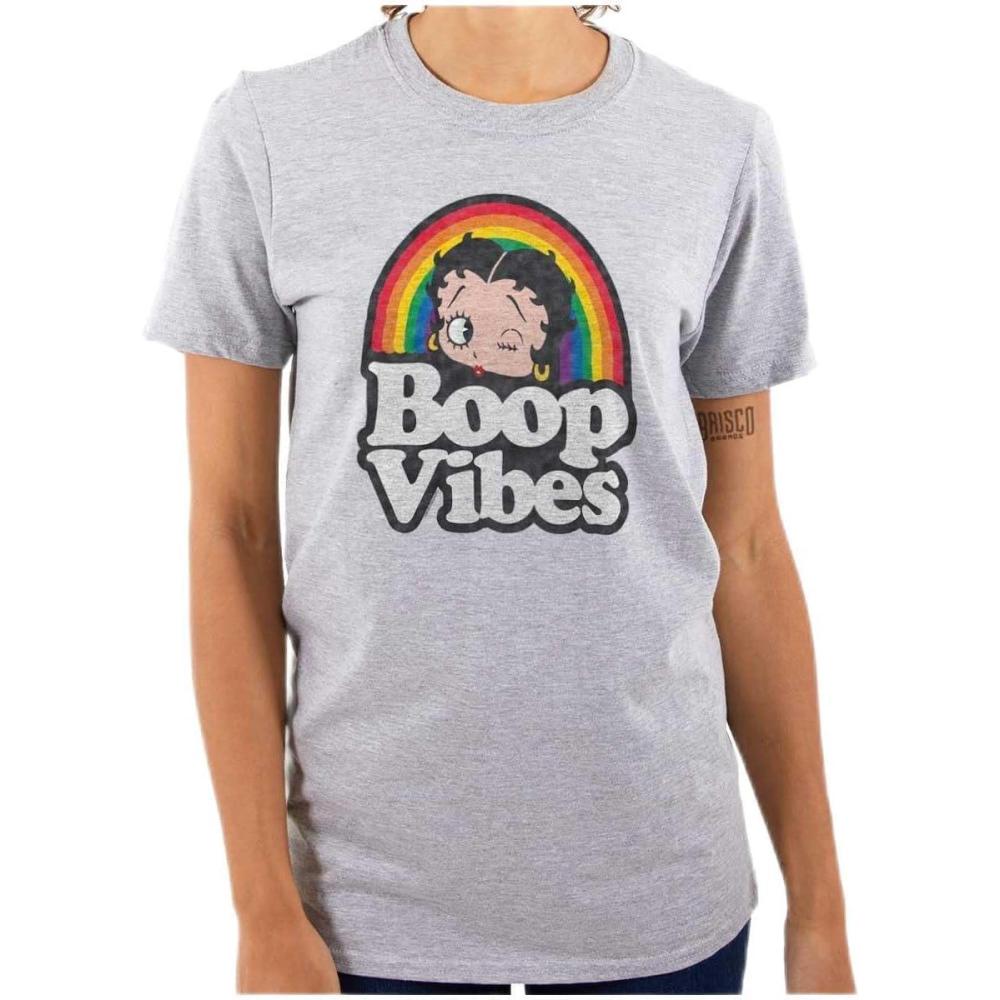 imageBetty Boop Cartoon Rainbow Quote Womens Graphic T Shirt TeesSport Grey