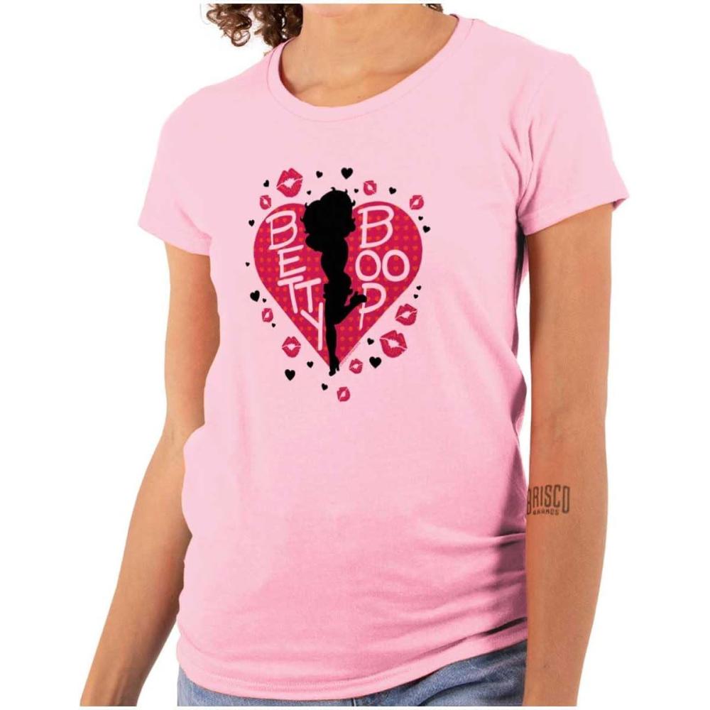 imageBetty Boop Fans Lovers Cute Heart Womens Slim Fit Graphic TeeLight Pink