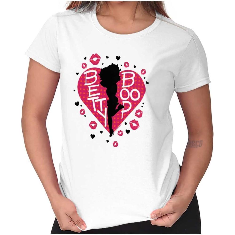 imageBetty Boop Fans Lovers Cute Heart Womens Slim Fit Graphic TeeWhite