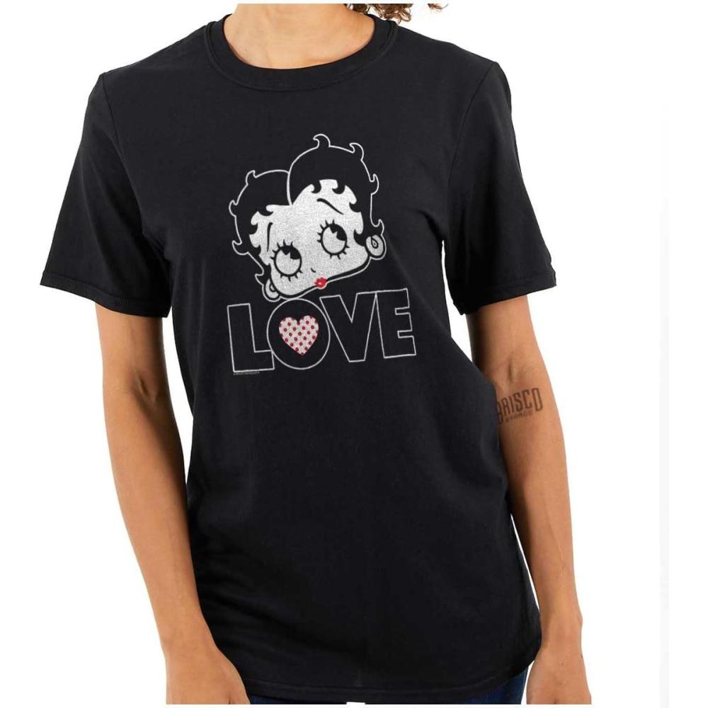 imageBetty Boop Love Cute Girly Cartoon Womens Graphic T Shirt TeesBlack
