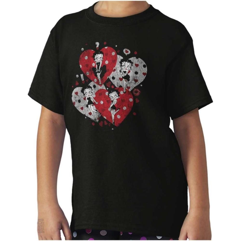 imageBetty Boop Love Hearts and Kisses Girls Kids T Shirt Tees