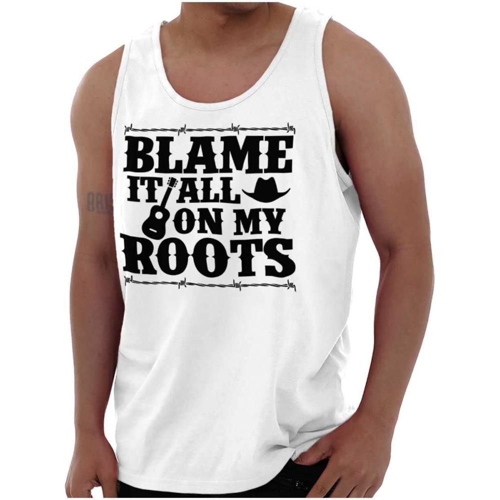 imageBlame It On My Roots Country Music Tank Top T Shirts Men WomenWhite