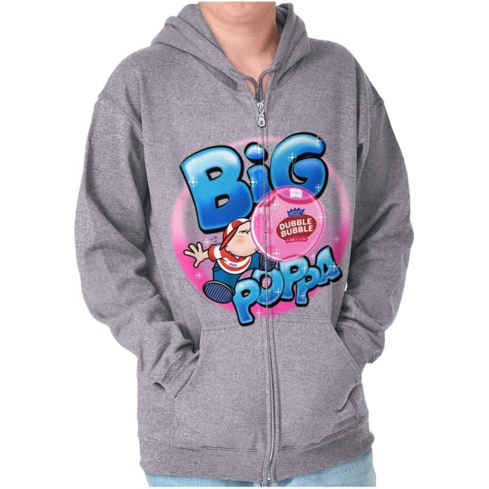 imageBrisco Brands Airbrushed Dubble Bubble Big Poppa Zip Up Hoodie Mens WomensSport Grey
