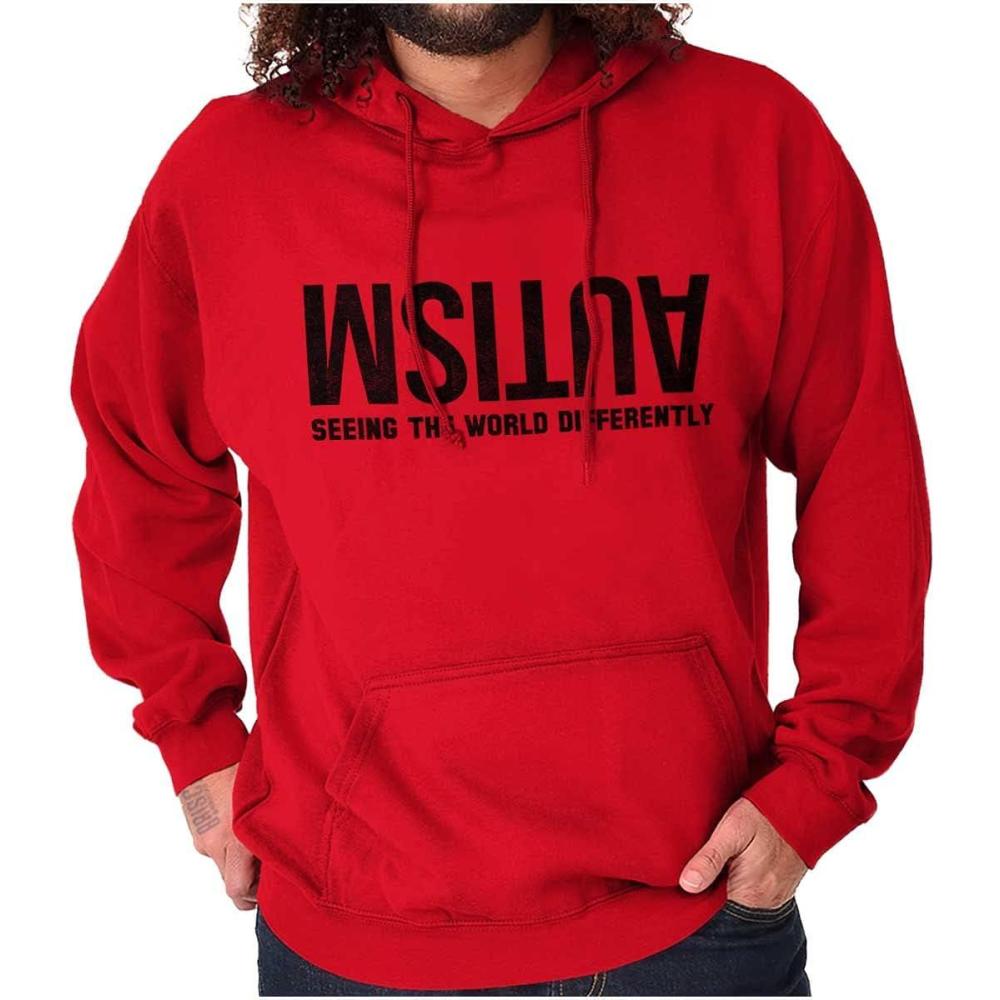 imageBrisco Brands Autism Seeing the World Differently Hoodie Sweatshirt Women MenRed