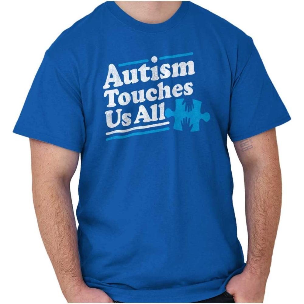 imageBrisco Brands Autism Touches Us All Puzzle Piece Graphic T Shirt Men or WomenRoyal