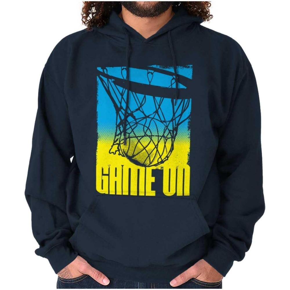 imageBrisco Brands Basketball Hoop Athlete Game On Hoodie Hooded Sweatshirt MenNavy