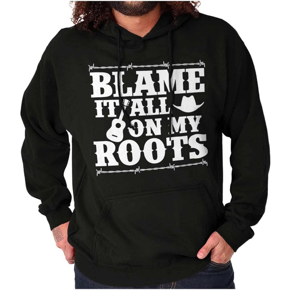 imageBrisco Brands Blame It On My Roots Country Music Hoodie Sweatshirt Women MenBlack