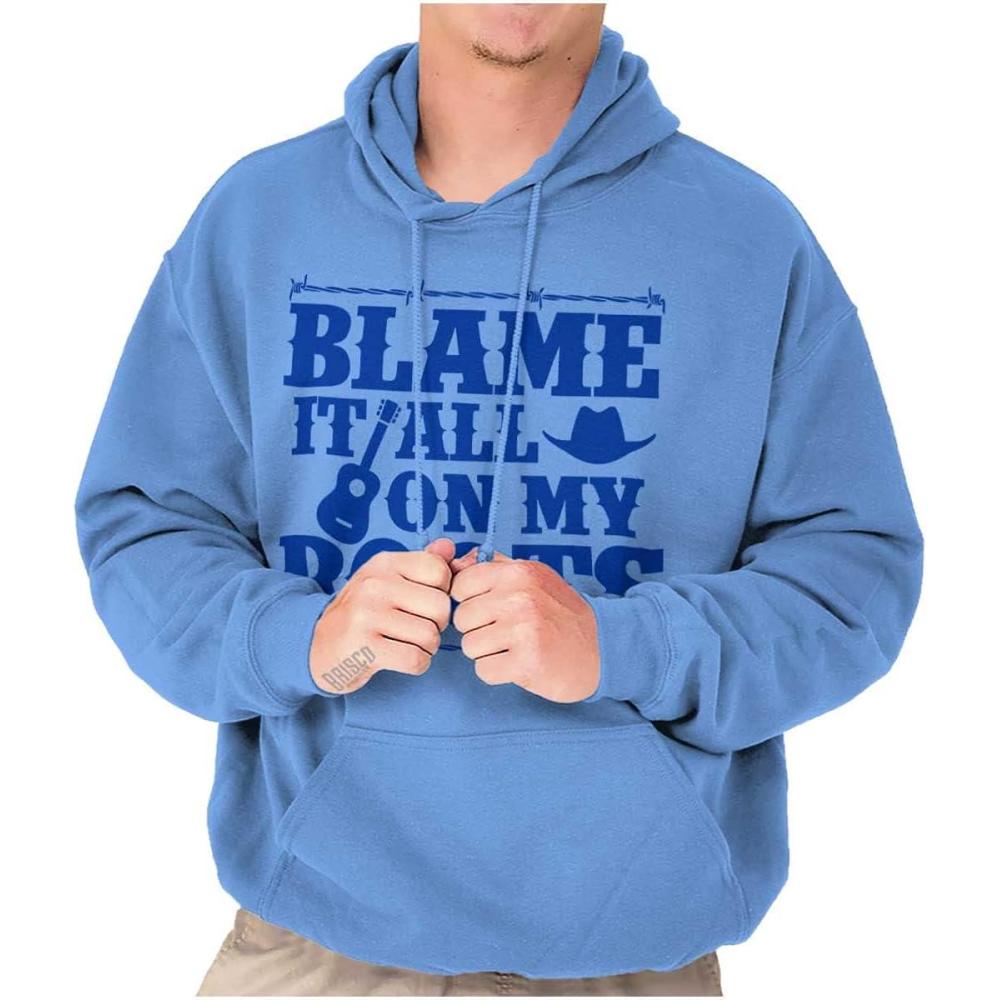 imageBrisco Brands Blame It On My Roots Country Music Hoodie Sweatshirt Women MenCarolina Blue