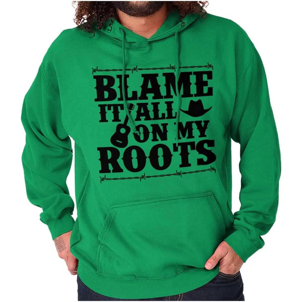 imageBrisco Brands Blame It On My Roots Country Music Hoodie Sweatshirt Women MenIrish Green