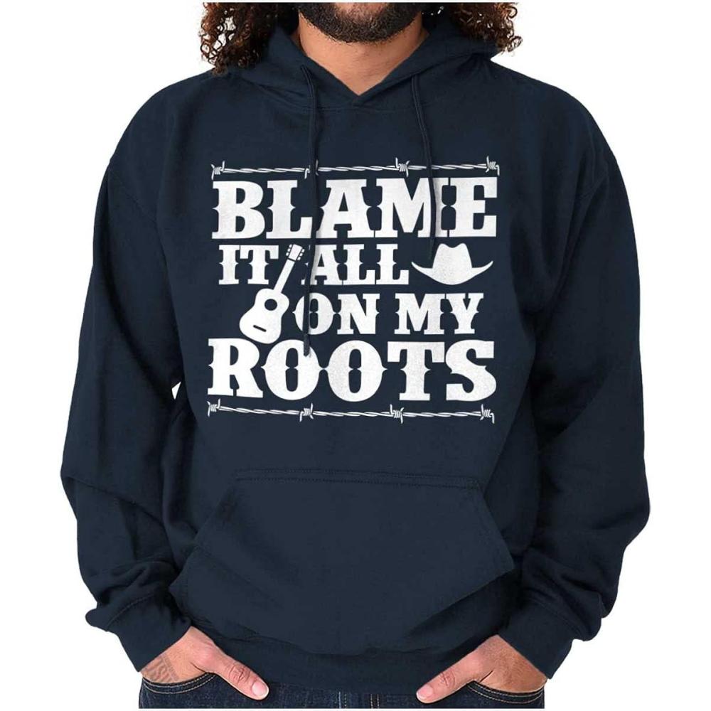 imageBrisco Brands Blame It On My Roots Country Music Hoodie Sweatshirt Women MenNavy