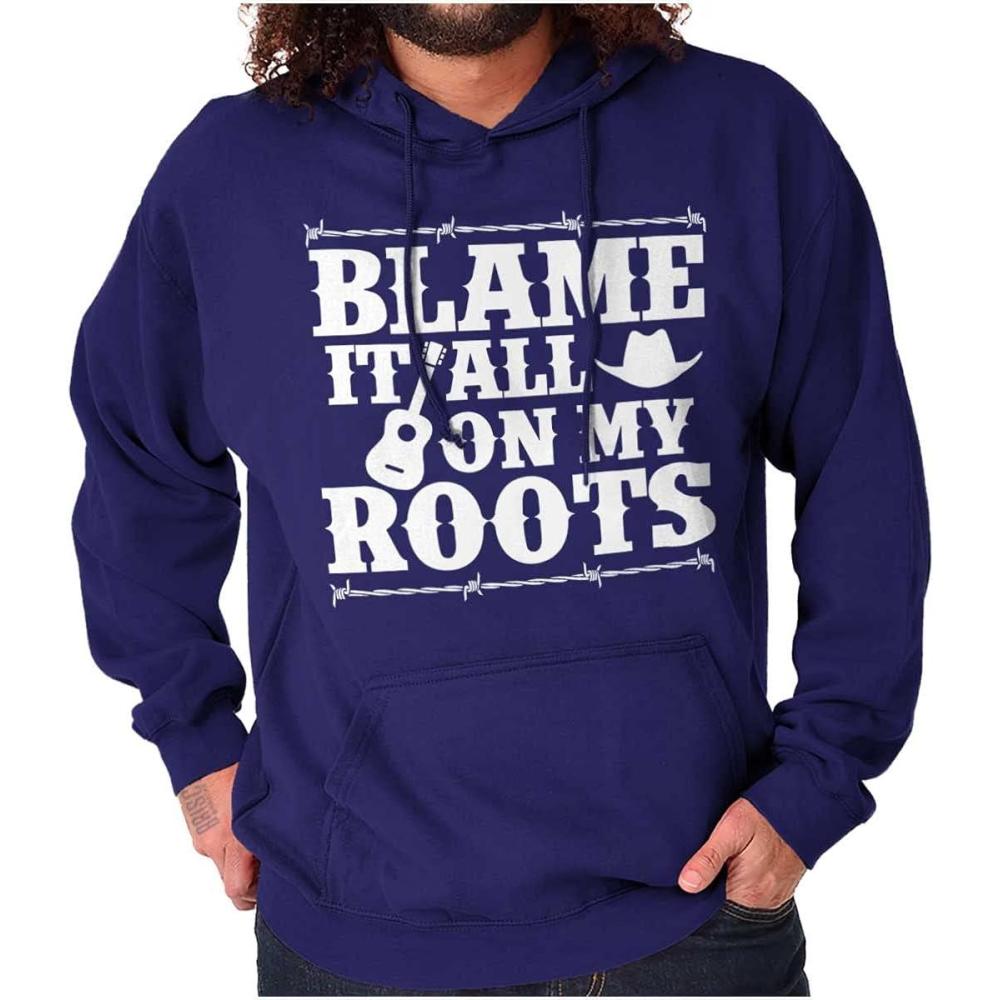 imageBrisco Brands Blame It On My Roots Country Music Hoodie Sweatshirt Women MenPurple
