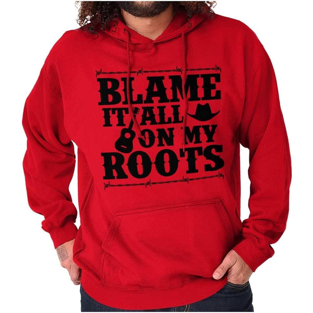 imageBrisco Brands Blame It On My Roots Country Music Hoodie Sweatshirt Women MenRed