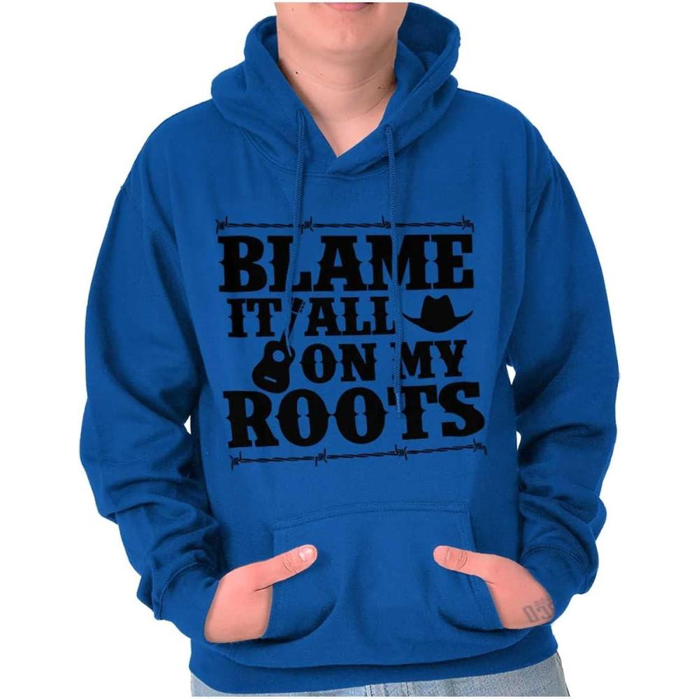 imageBrisco Brands Blame It On My Roots Country Music Hoodie Sweatshirt Women MenRoyal