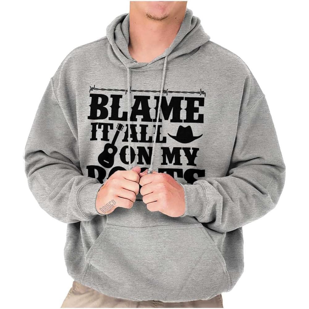 imageBrisco Brands Blame It On My Roots Country Music Hoodie Sweatshirt Women MenSport Grey