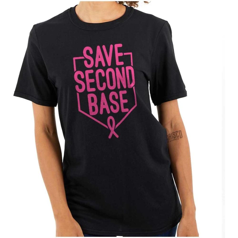 imageBrisco Brands Breast Cancer Awareness Save Second Womens Graphic T Shirt TeesBlack