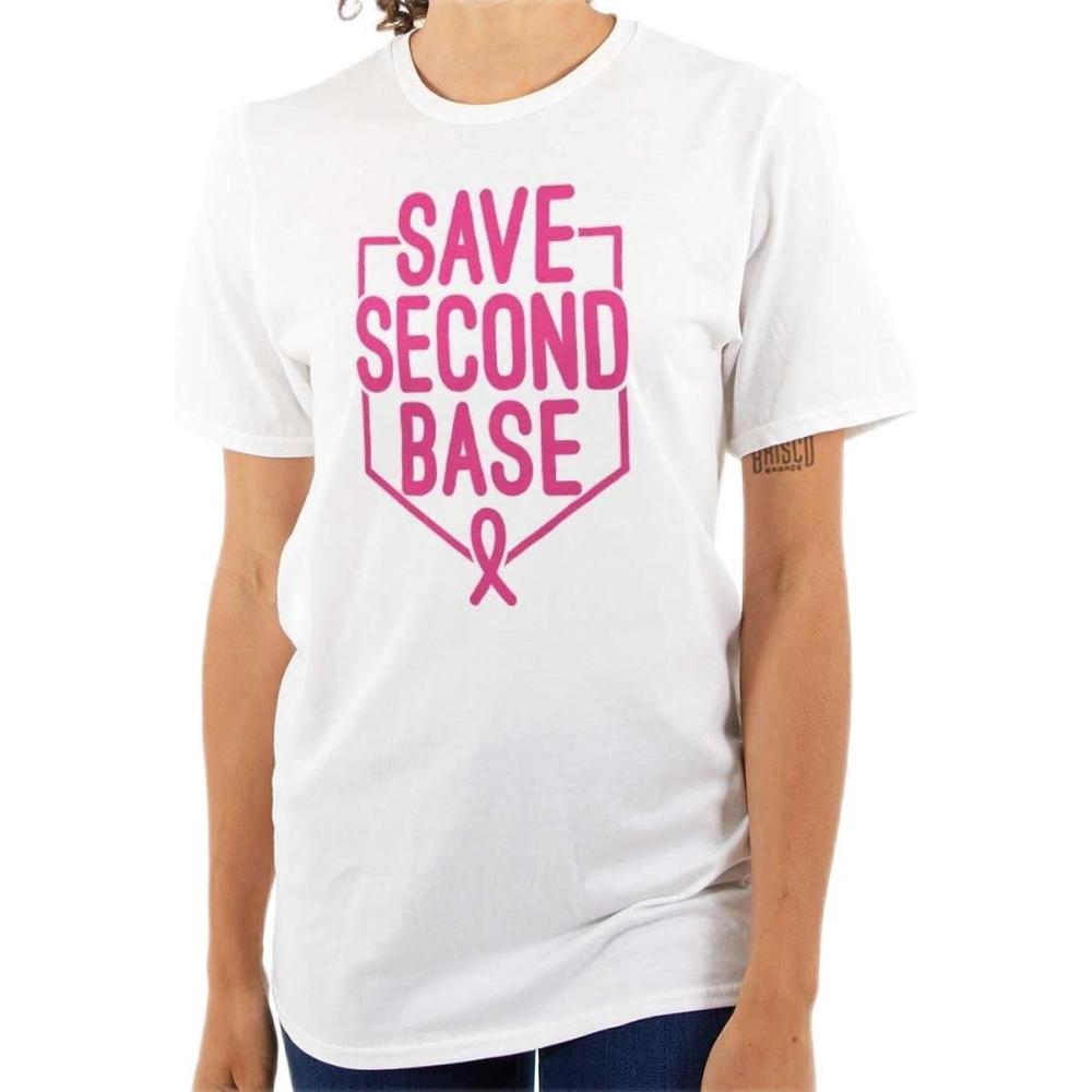 imageBrisco Brands Breast Cancer Awareness Save Second Womens Graphic T Shirt TeesWhite