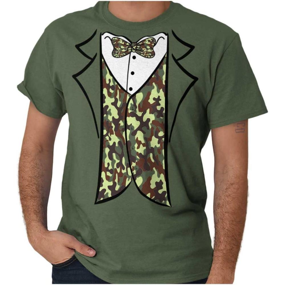 imageBrisco Brands Camouflage Faux Three Piece Tuxedo Mens Graphic T Shirt TeesMilitary Green