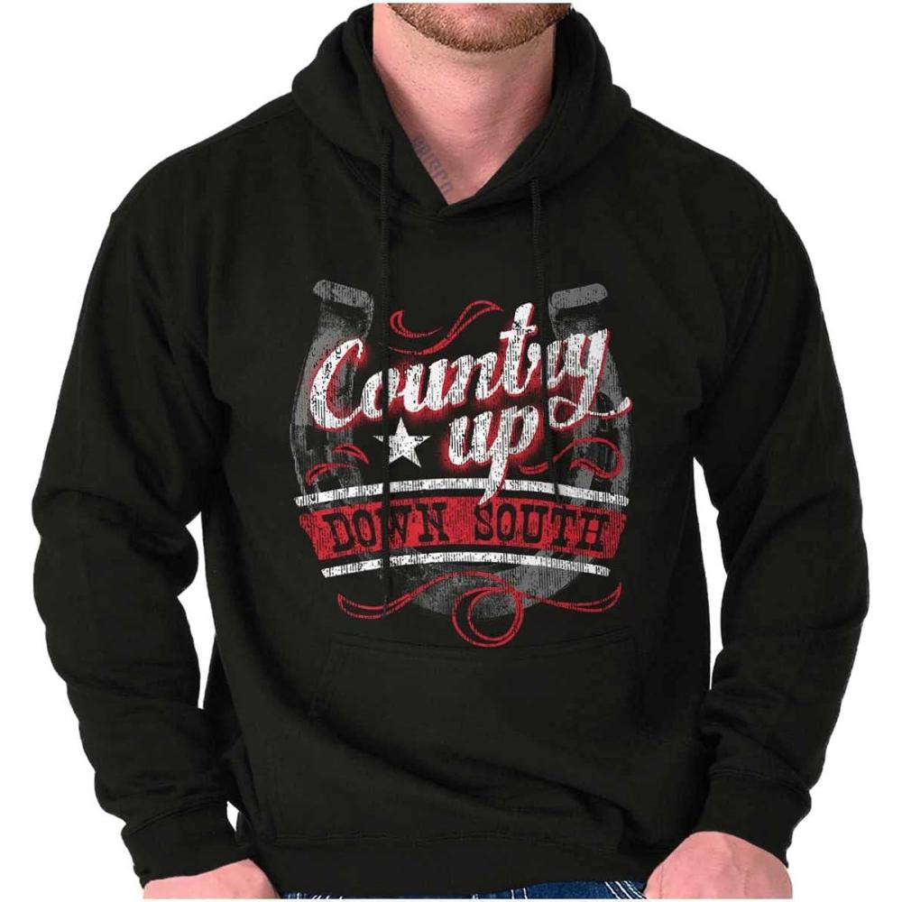 imageBrisco Brands Country Down South Lucky Horse Shoe Hoodie Sweatshirt Women MenBlack