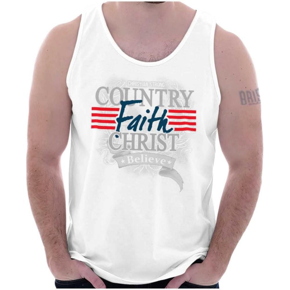 imageBrisco Brands Country Faith Patriotic USA Christian Tank Top T Shirts Men WomenWhite