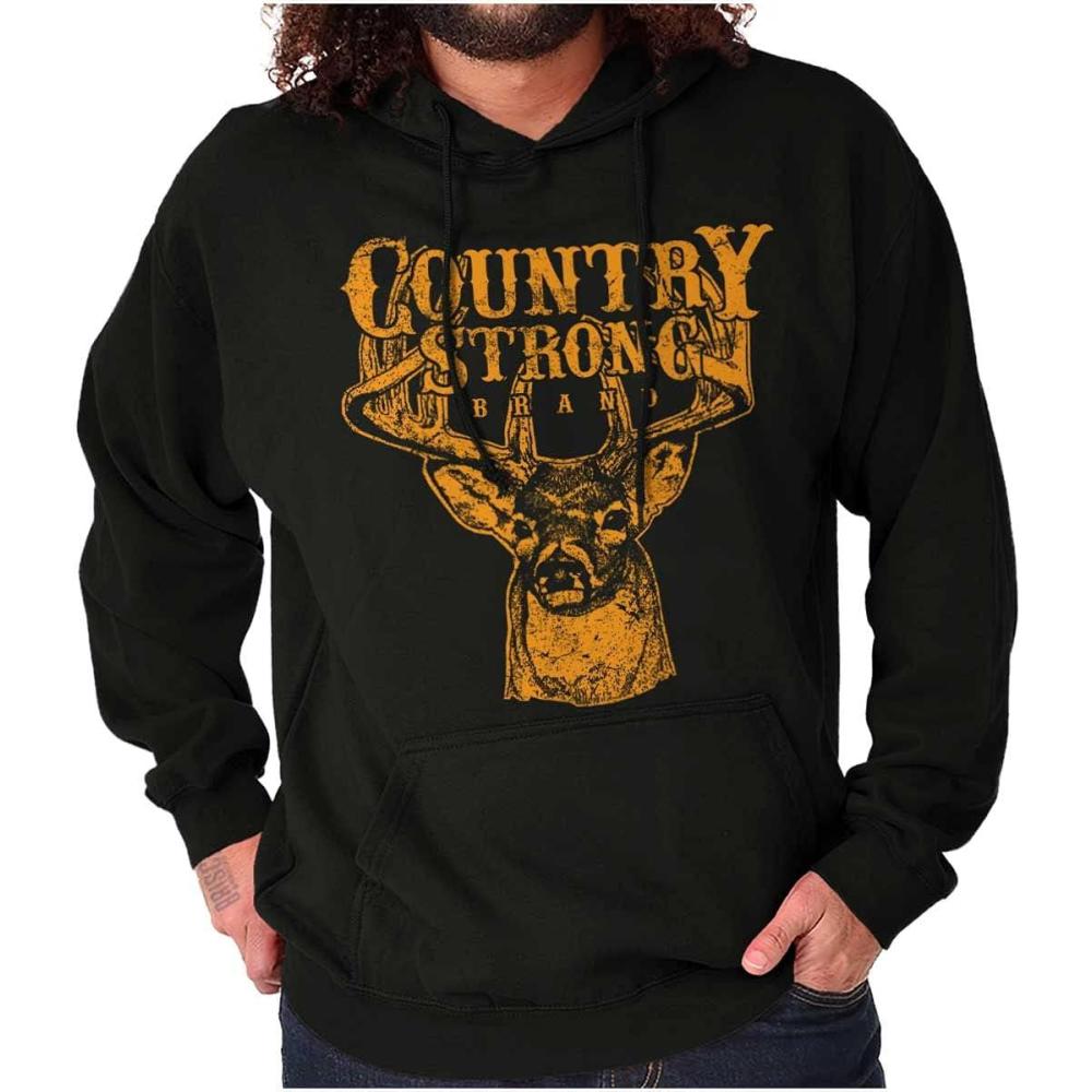 imageBrisco Brands Country Strong Buck Hoodie Sweatshirt Women MenBlack