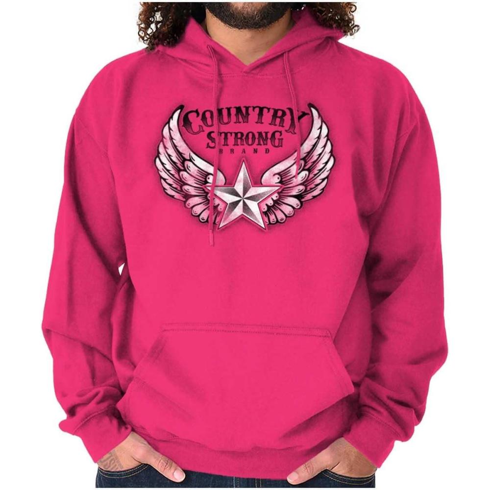 imageBrisco Brands Country Strong Cute Angels Wings Star Hoodie Sweatshirt WomenHeliconia