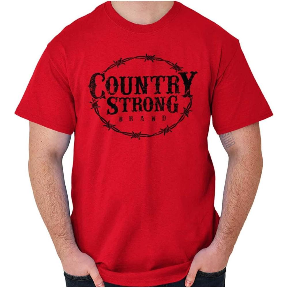 imageBrisco Brands Country Strong Logo Western Cowboy Graphic T Shirt Men or WomenRed