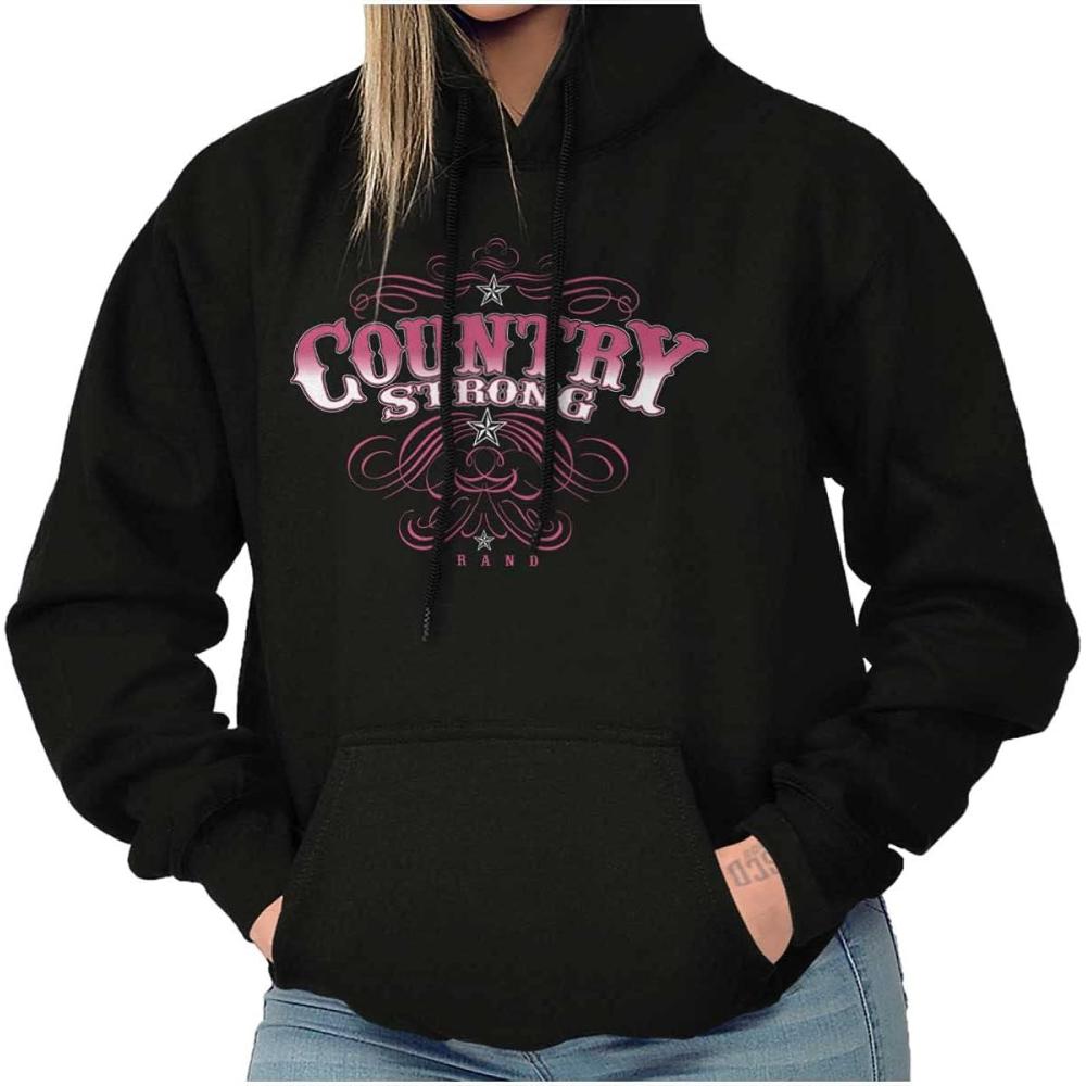 imageBrisco Brands Country Strong Western Stars Cowgirl Hoodie Sweatshirt WomenBlack